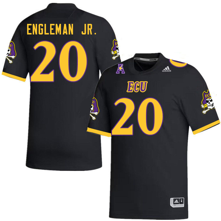 Men #20 TJ Engleman Jr. ECU Pirates College Football Jerseys Stitched-Black